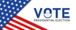 © PhotoGranary - US Presidential Election. USA election banner with US symbols and colors. Face mask. Patriotic stars. Vote. United States of America Election design.