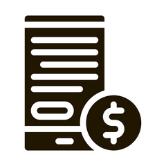 Poster - Financial Accounting On Smartphone Screen glyph icon . Dollar Money On Mobile Display And Magnifier, Financial Pictogram. Commerce Monochrome Illustration