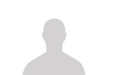 Silhouette of an adult young anonymous man on a white background