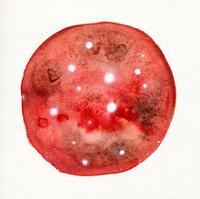 Abstract Red Circle Watercolor Art Isolated On White Paper