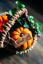 Autumn Basket With Pumpkin And A Thank You Note