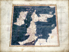 Britain Old Map From Rare Medieval  Book Geography By Claudius Ptolemy Published In 1480.