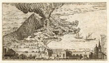 Eruption Of Vesuvius In 1631 Near Naples, Italy. Ancient Painting By Giovanni Battista Passeri, XVII Cent.