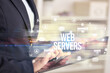 © ra2 studio - Close-up of a tablet searching WEB SERVERS inscription, modern technology concept