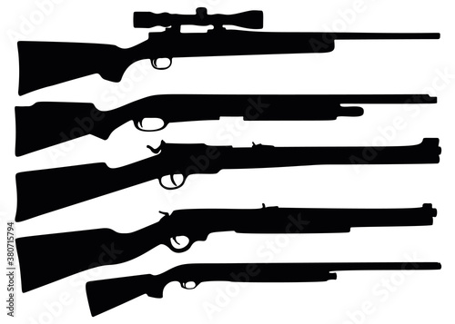 Fotomural Hunting rifle and shotgun in the kit.