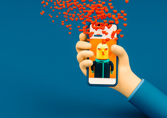 illustration of a phone with a social network app