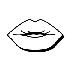 Wall Mural - Pop art mouth closed line style icon