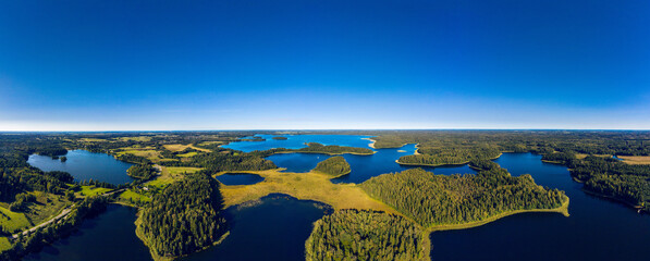 Beautiful panoramic aerial view of the lake  Plateliai in Lithuania