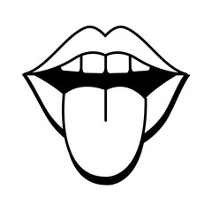 Sticker - Pop art mouth with tongue outline style