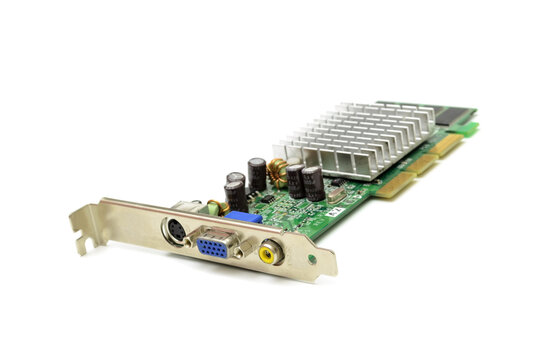 old graphics card on a white background