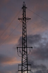 Tower of electricity in the countryside