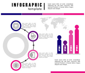 Poster - infographic template statistics with earth planet maps