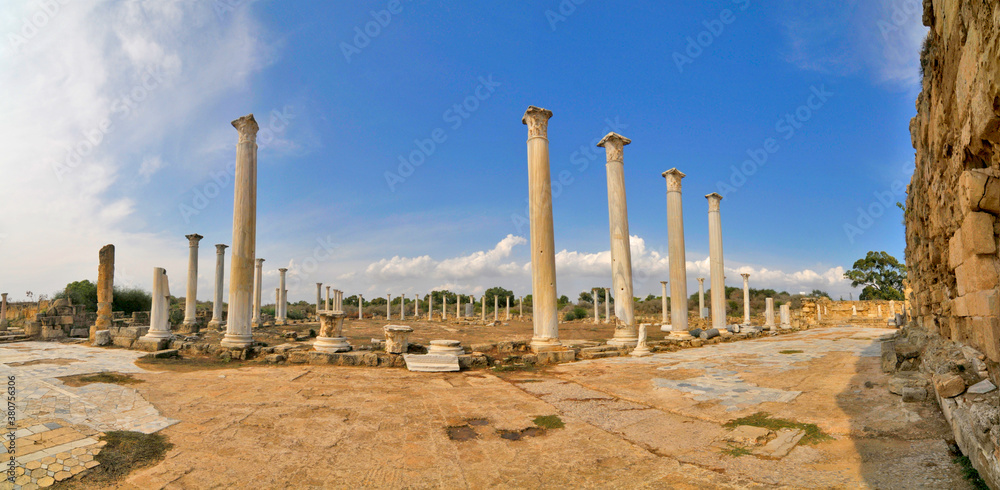 Salamis  - an ancient Greek city-state on the east coast of Cyprus, - obrazy, fototapety, plakaty 