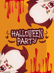 Poster - halloween horror party celebration poster with clowns and blood