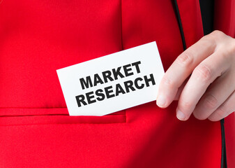 Market research text on card in the pocket of businessman. Know your customer Business Concept.