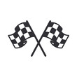 © r2dpr - Flag icon. Racing sign. Start icon. Checkered racing flag. Chequered racing flag on flagstaff. Black and white flag. Finish sign. Vector illustration. Racing symbol. Competition symbol. Game icon.