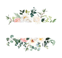 Retro delicate vector design flower horizontal banner