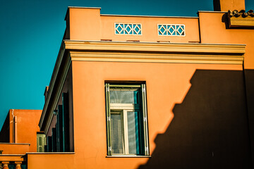 View of the facade of an old house in Greece
