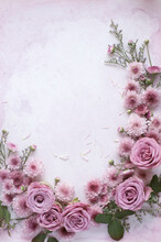 Pink Roses On Textured Background