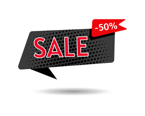 Wall Mural - Black Friday sale banner template. Retro design element dialog cloud, halftone dot background. Promo, marketing holiday shopping. Advertising sign banner promotion. Isolated vector illustration