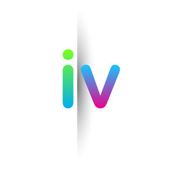 Initial Letter IV Lowercase Logo green, pink and Blue, Modern and Simple Logo Design.