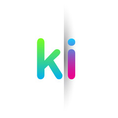 Initial Letter KI Lowercase Logo green, pink and Blue, Modern and Simple Logo Design.