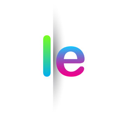 Initial Letter LE Lowercase Logo green, pink and Blue, Modern and Simple Logo Design.