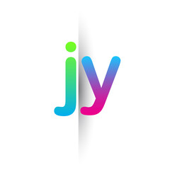 Initial Letter JY Lowercase Logo green, pink and Blue, Modern and Simple Logo Design.