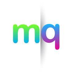 Initial Letter MQ Lowercase Logo green, pink and Blue, Modern and Simple Logo Design.