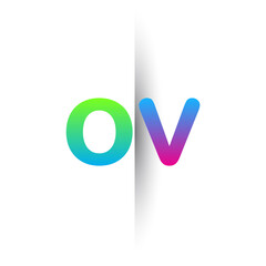 Initial Letter OV Lowercase Logo green, pink and Blue, Modern and Simple Logo Design.