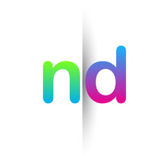 Initial Letter ND Lowercase Logo green, pink and Blue, Modern and Simple Logo Design.