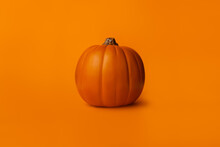 Pumpkin On A Solid Orange Background