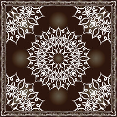 Poster - vector scarf with Brown color. Abstract seamless vector pattern with hand drawn elements.vector flowers Design.