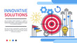 © ksenica - Innovative solutions concept. Setting and achieving business goals. Web page template. Flat design. Vector illustration.