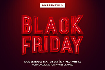 Poster - neon sign black friday text effect template