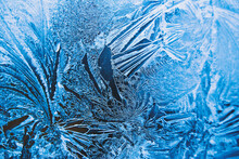 Blue, Abstract Texture; Frozen Window Glass