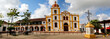 Panorama of Iglesia La Inmaculada Concepcion (church of  the Inmaculate Conception), with cross in foreground, Santa Cruz de Mompox, World Heritage