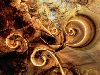 Wall Mural - brown abstract fractal background 3d rendering illustration