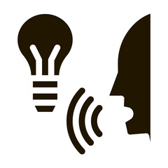 Poster - Lightbulb Voice Control Icon Vector . Contour Illustration