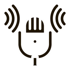 Poster - Sound Microphone Voice Control Icon Vector . Contour Illustration