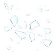 Broken glass pieces. Shattered glass on white background. Vector realistic illustration