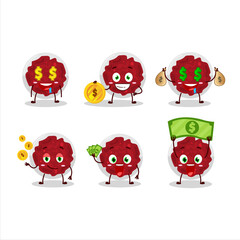 Poster - Mashed cranberry cartoon character with cute emoticon bring money