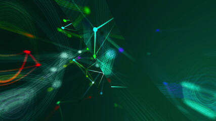 Poster - Abstract connection dots. Technology background. Network concept. 3d rendering