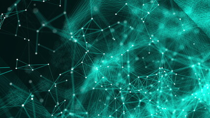 Poster - Abstract connection dots. Technology background. Network concept. 3d rendering