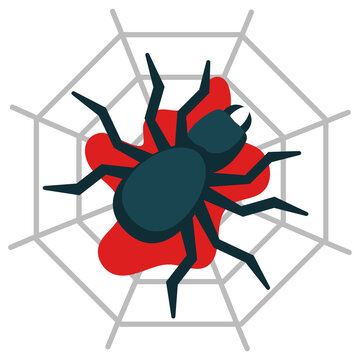 bloody red Web and spider Concept, Cobweb Vector Icon Design, Halloween holiday 31 October Symbol on White background 