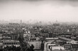 Black and White Panorama of Paris as Seen from Montmartre on a Foggy Day