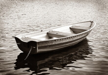 Old Grungy Rowboat In Black And White