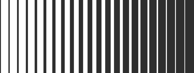 Poster - black and white monochrome stripes background. vertical lines, different sizes seamless pattern. vec