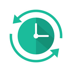 Poster - MobileClock with arrow flat vector icon. Time symbol. Passage of time vector illustration.
