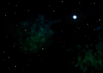 Star field in space and a nebulae. 3D rendering